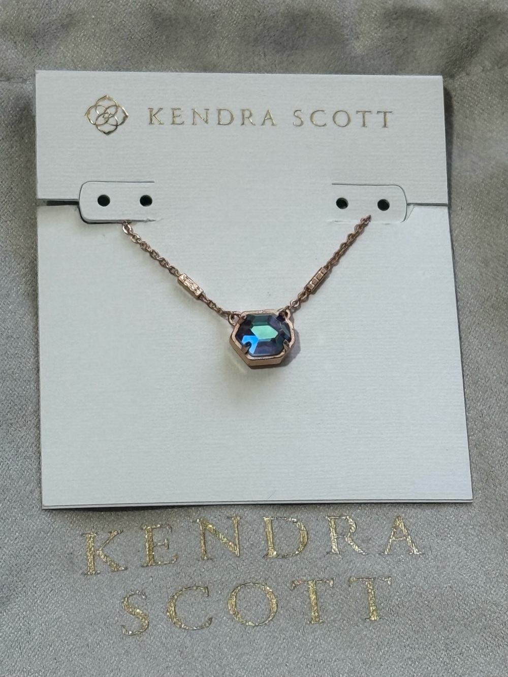 Kendra Scott Rose Gold-Tone Necklace with Dichroic glass Octagon Pendant